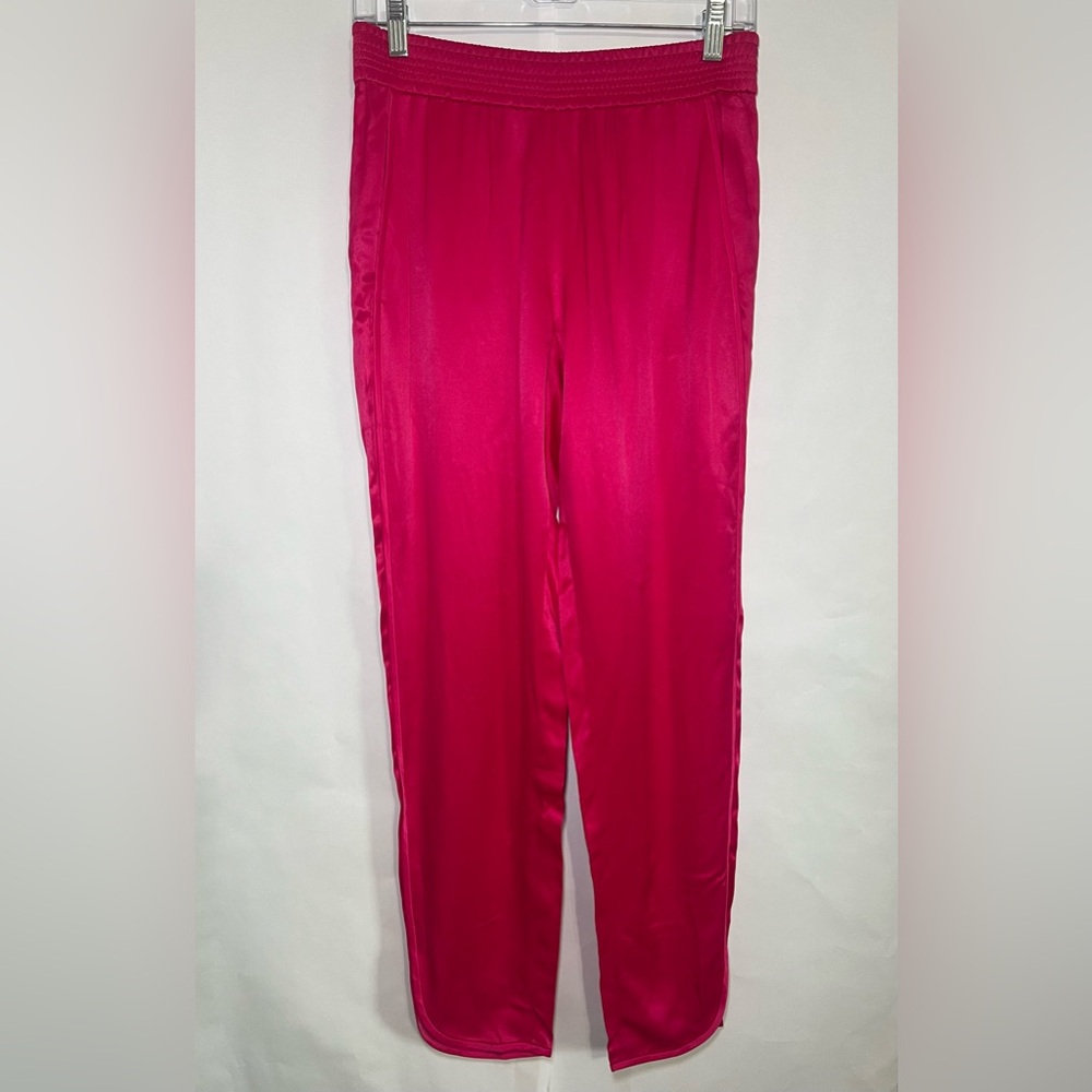 Zara Hot Pink Barbiecore Satin Split Hem Elastic Waist Jogger Pant Size XS